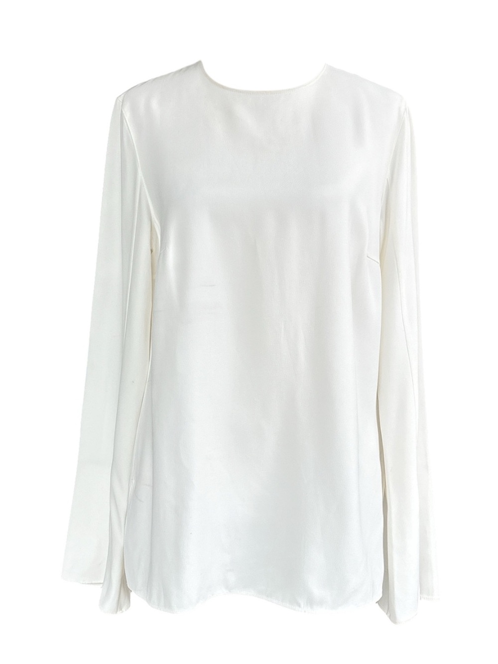 AKRIS Punto Designer Minimalist Blouse Trumpeted Sleeves Ivory
